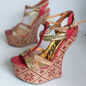 Red & Gold Heeless Heels